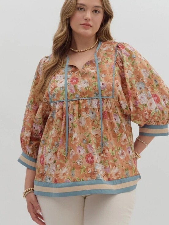entro Tops - Entro Marissa Floral Puff Sleeve Top